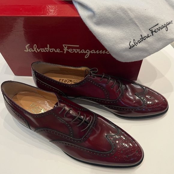 Salvatore Ferragamo Sondrio Bordeaux Calf Size 11 A Men\'s shoe Vintage Salvatore Ferragamo Italy Dress Shoes Mens 11.5  main image 4